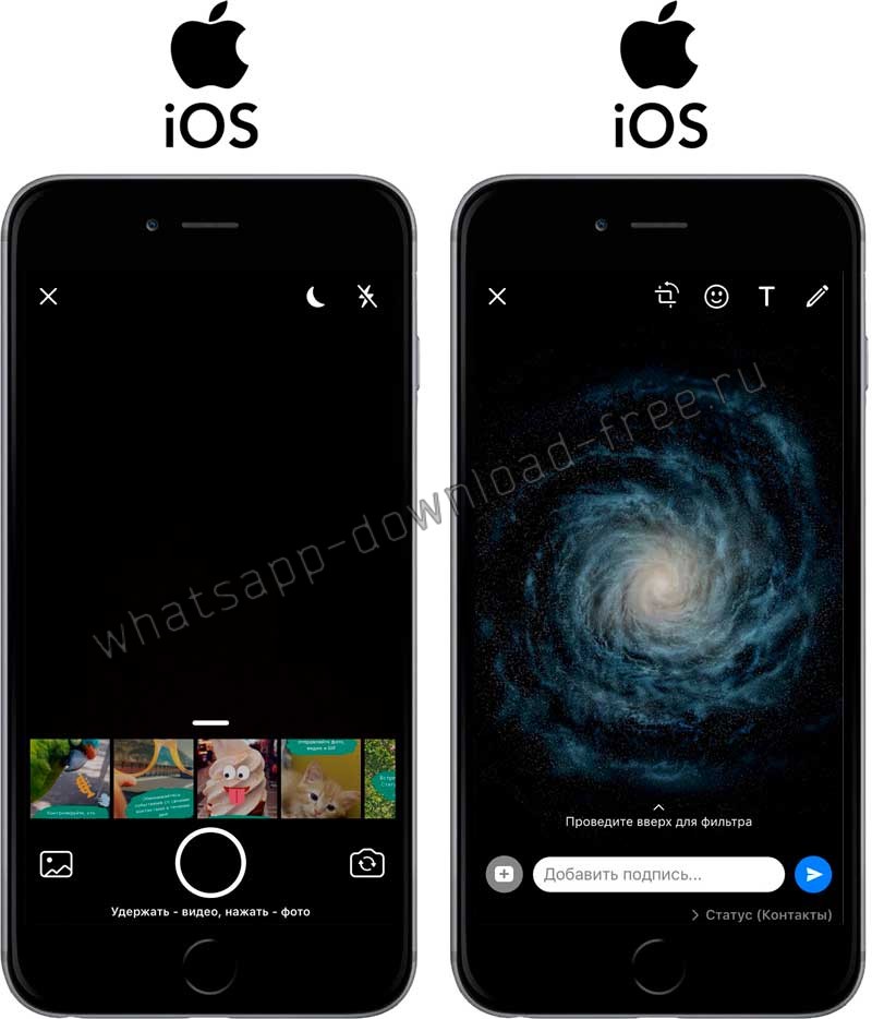 Фото или видео на статус в WhatsApp на Iphone